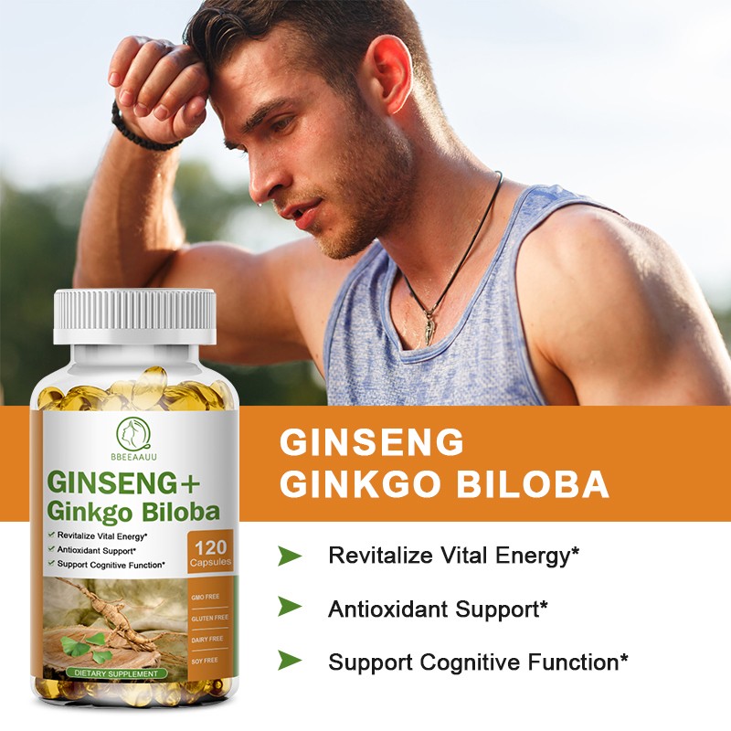 120pcs GINSENG+Ginkgo Biloba Capsules ,Antioxidant Cognitive Function Support