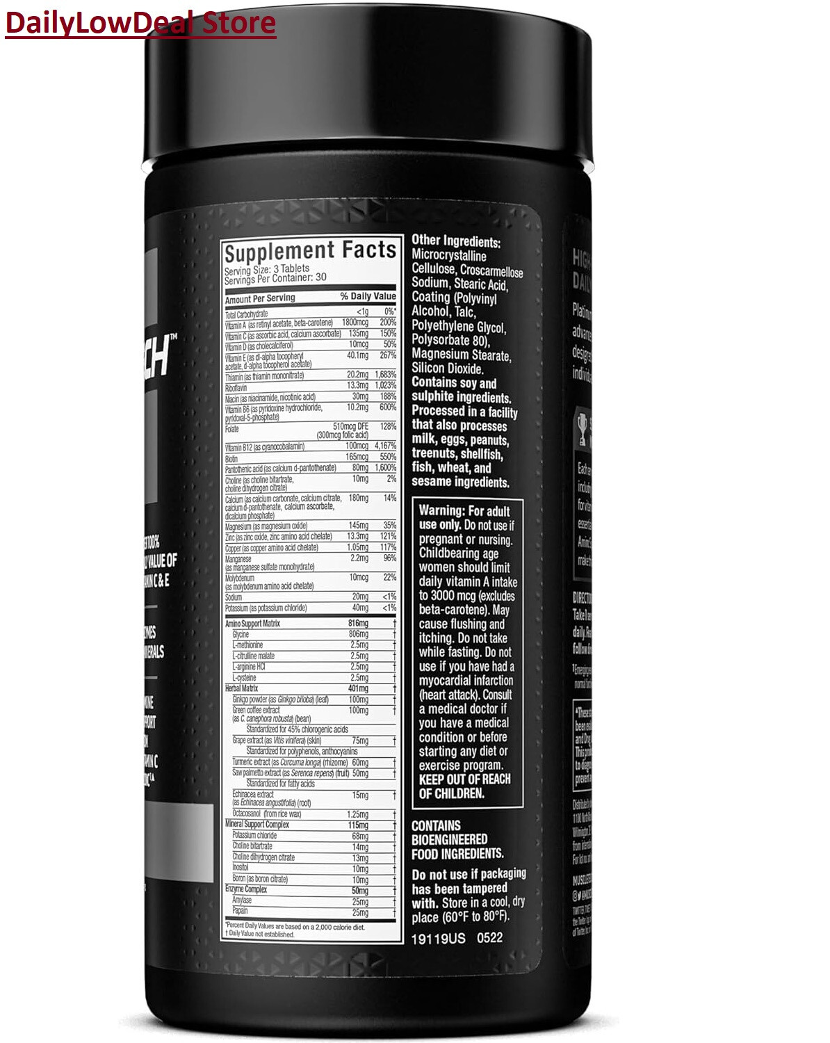 2 PACK-MuscleTech Platinum Multivitamin Workout Supplements 90 Tabs EXP: 06/2027