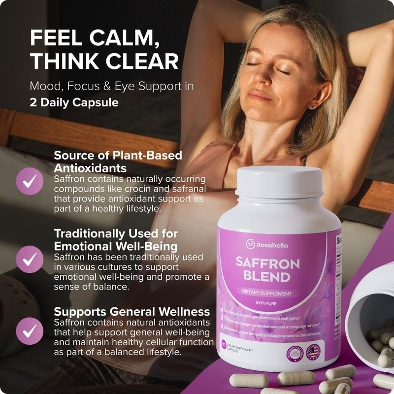 3 Pack Saffron Supplement 88mg Mood Support Mental Clarity Eye Health Vegan