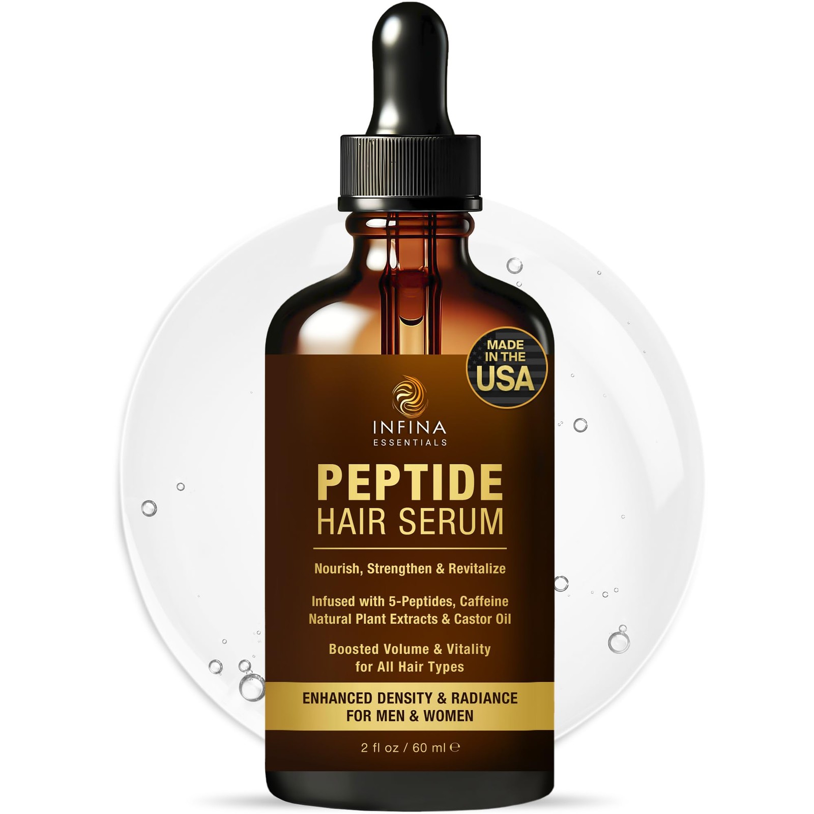 INFINA ESSENTIALS Peptide Hair Serum for Growth Men 2 Fl Oz (Pack of 1)