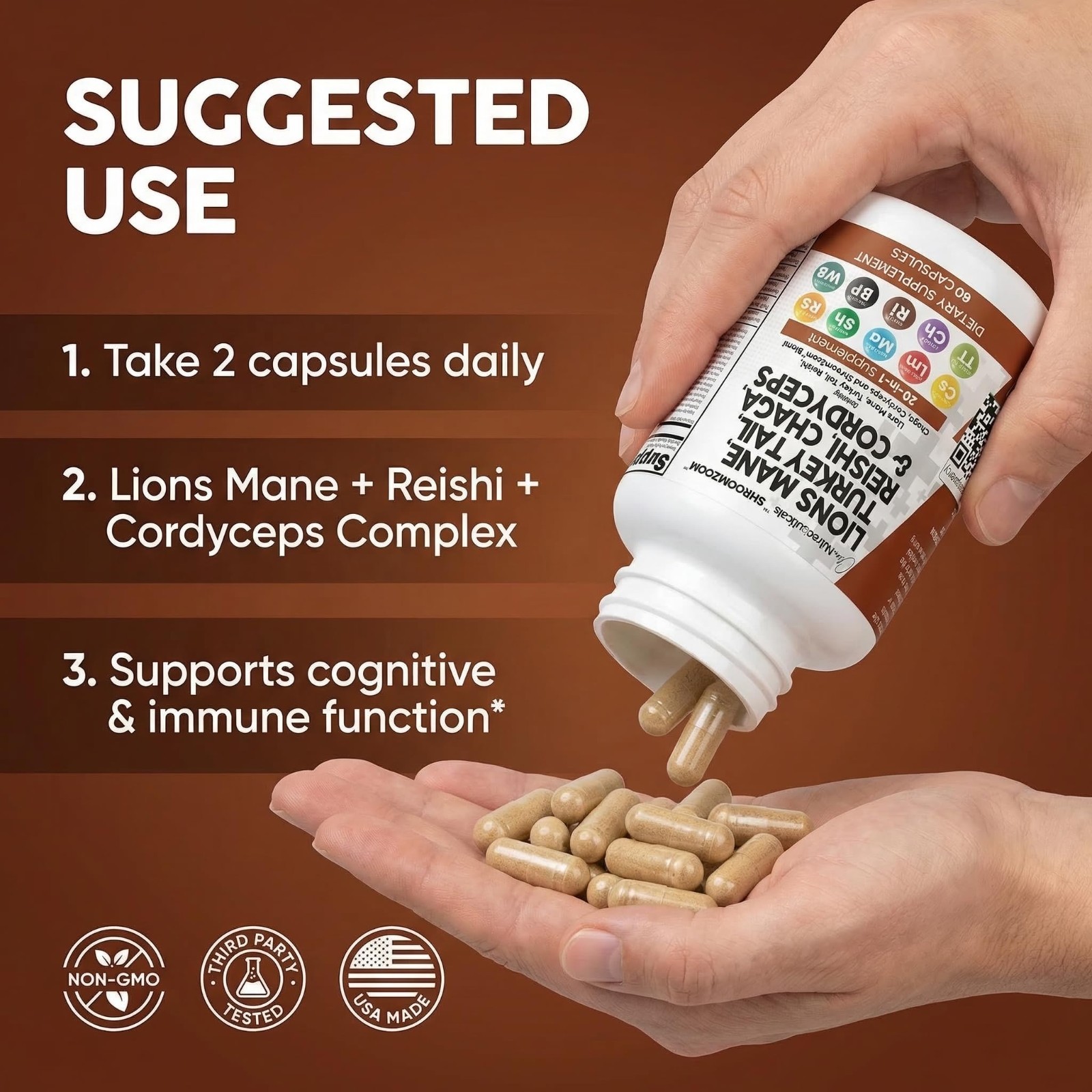 20-in-1 Mushroom Supplement – Lion’s Mane, Turkey Tail, Reishi, Cordyceps & More
