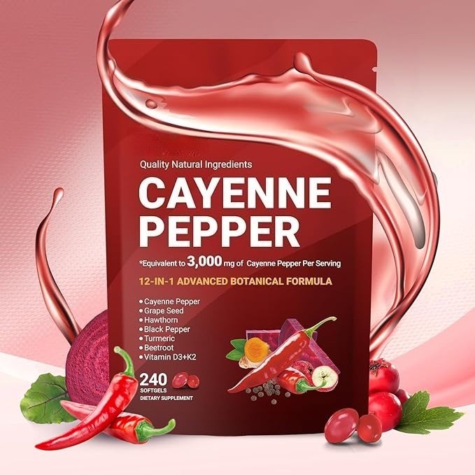 Cayenne Pepper Softgel Relief Leg Vein Heart Blood Vessel Health Vitamin D3+K2