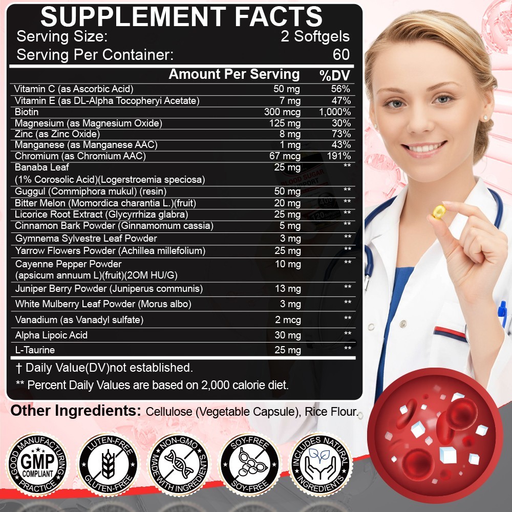 Blood Balance Capsules – Blood Sugar Support & Blood Pressure Supplement 120Pill