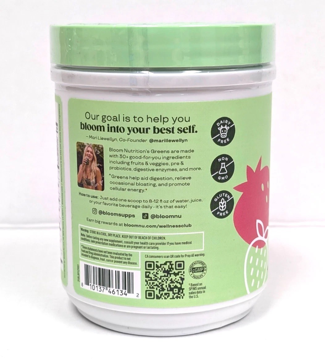 Bloom Nutrition Greens & Superfoods 2-PACK, Strawberry Kiwi 48 Servings EXP 9/26