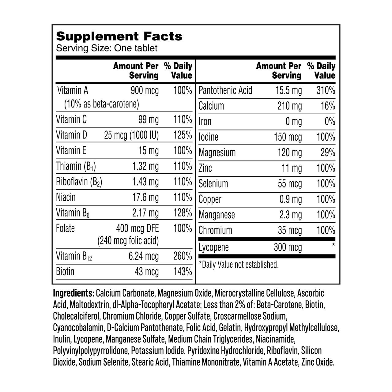 One A Day Men’s Complete Multivitamin 300 Tablets Energy Immune Heart