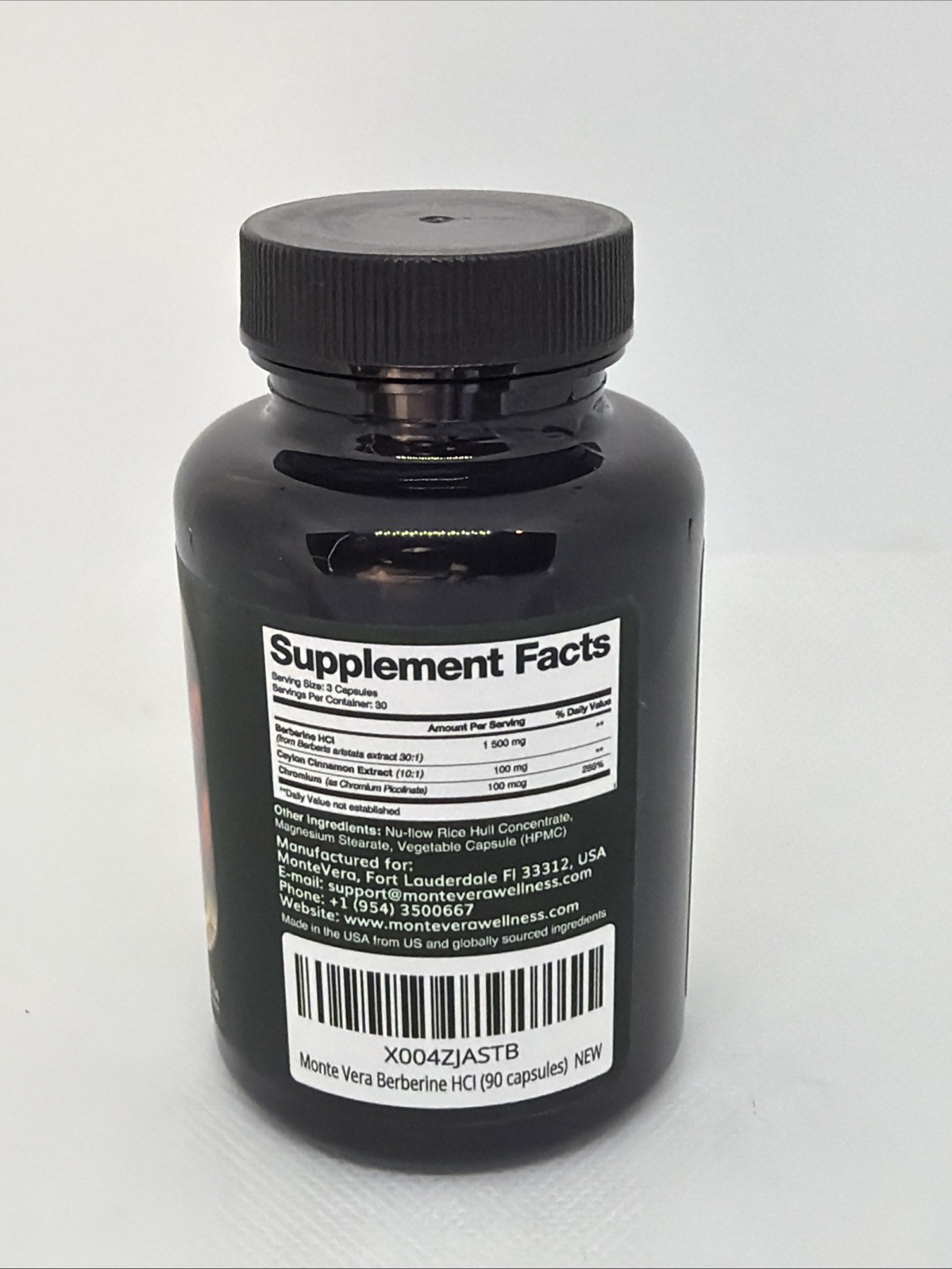 Berberine HCI 1500mg with Cinnamon Chromium Vegan Non-GMO Supplement 90 Capsules