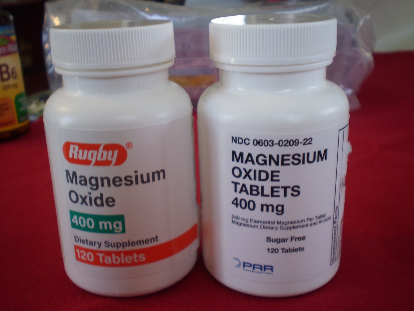 2 BOTTLES RUGBY/PAR MAGNESIUM OXIDE 400 mg 120 TABLETS EACH-Exp 02 and 11 /2027