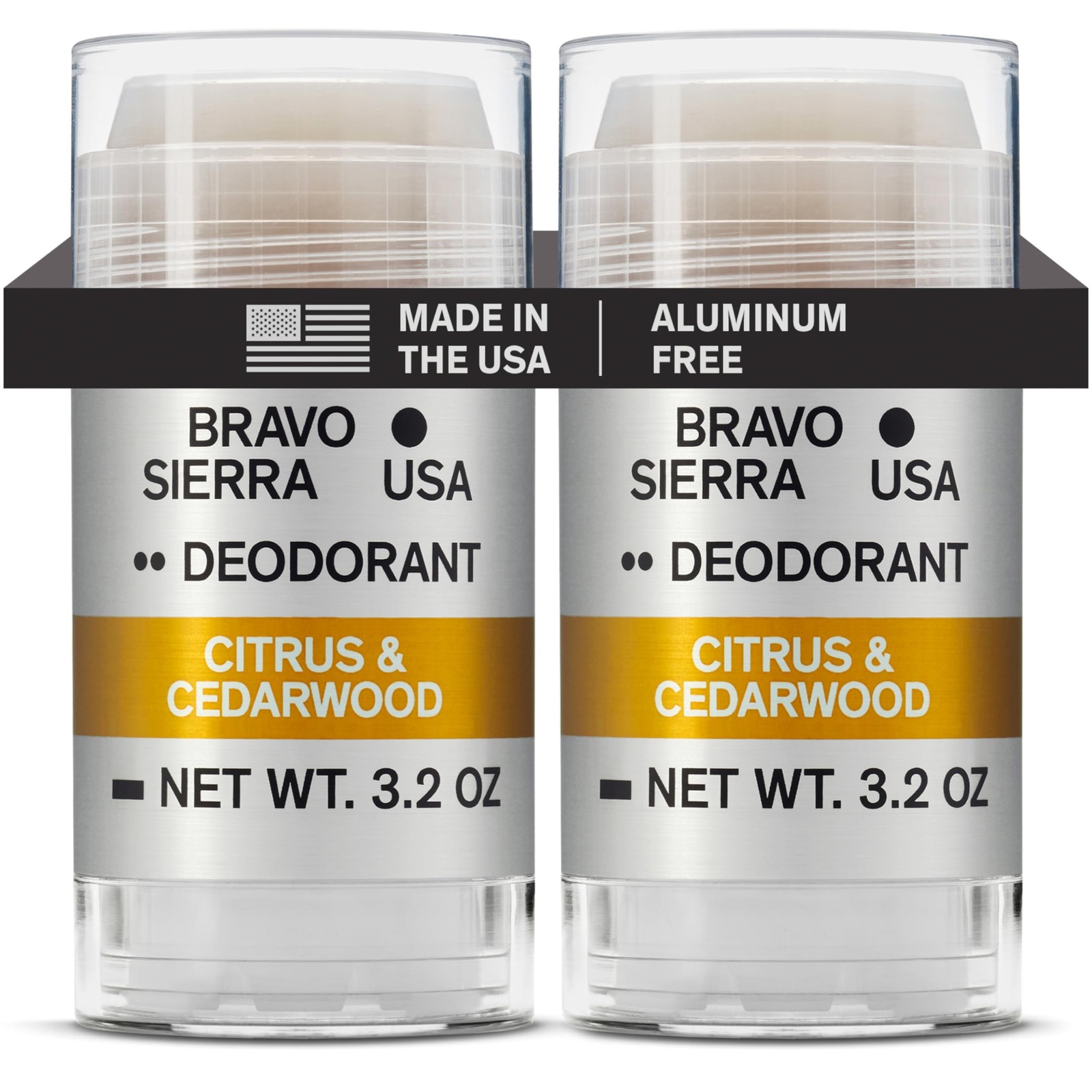 Aluminum-Free Deodorant for Men by Bravo Sierra, 2-Pack 3.2 Ounce (Pack of 2)