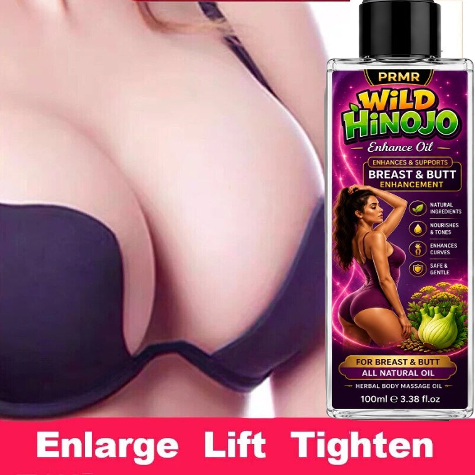 Bigger Booty, Bust & HIPS – Aguaje + Maca + Wild Hinojo Oil 1 Month 100ml USA
