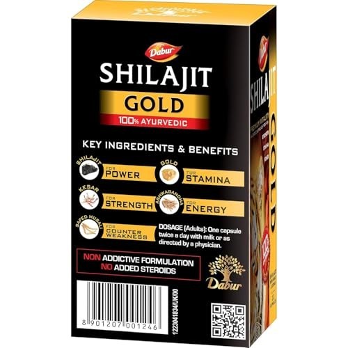 Shilajeet Go0ld Caps 20 Caps Ayurvedic Energy Stamina Support Pack 10