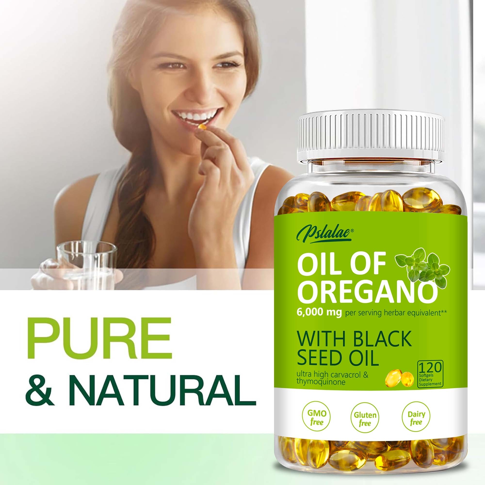 120pcs Oil of Oregano – Carvacrol, Support Digestive, Respiratory, Joint Health