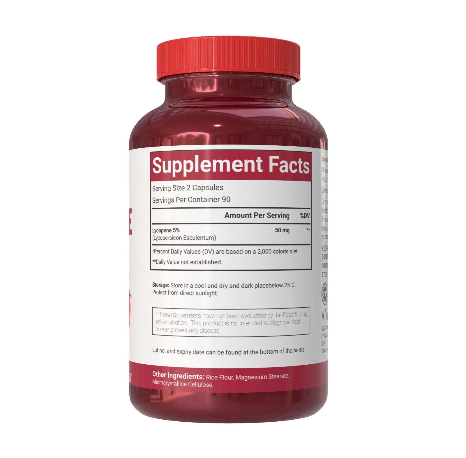 VitaCosmoX Lycopene 50mg Antioxidant & Prostate Health Support 180 Capsules