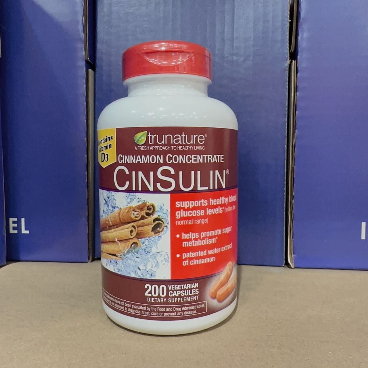 trunature Advanced Strength CinSulin 500mg., 200 Vegetarian Capsules EXP 04/26