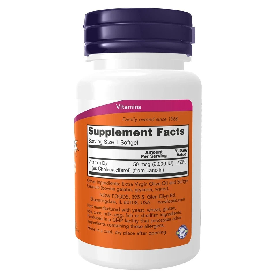 Vitamin D3 2000 IU Softgels High Potency Dietary Supplement 240 Count