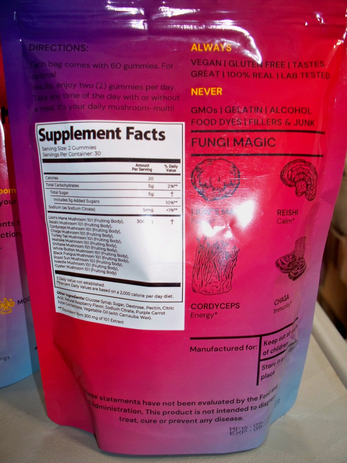 Sky Nutrition Ultimate Daily Gummies Wild Raspberry Flavored 2pk 60 per bag
