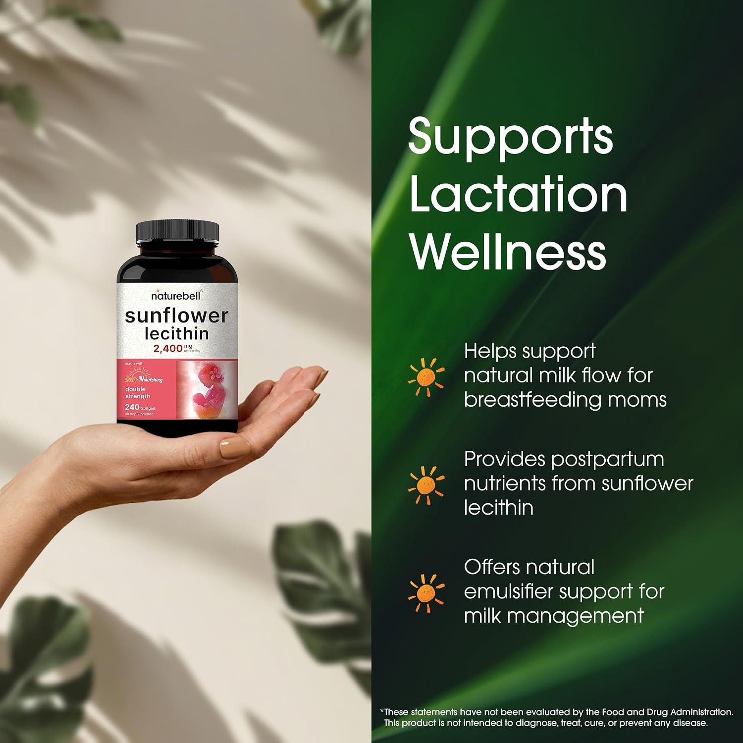 Cold Pressed Sunflower Lecithin 2400mg Softgels NatureBell Supplement