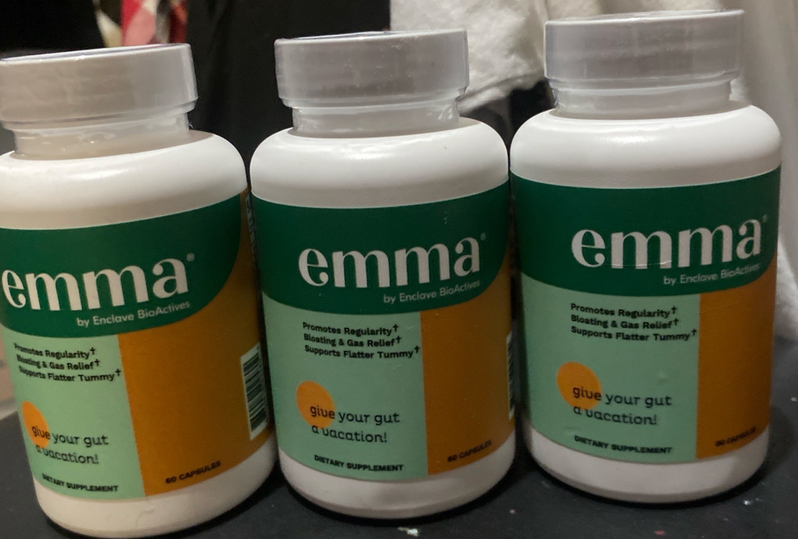 Emma by Enclave BioActives Gut Relief 60ct ea Digestive Support Supplement 3 Pck