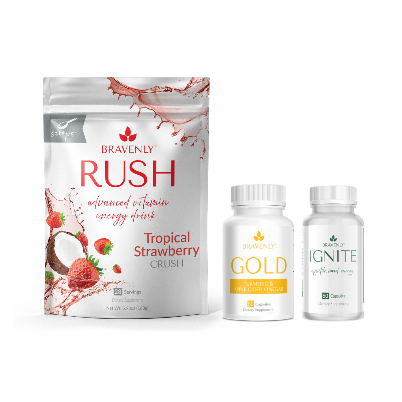 Bravenly Accelerate Trio With With Tropical Strawberry Rush and Gold Capsule NEW
