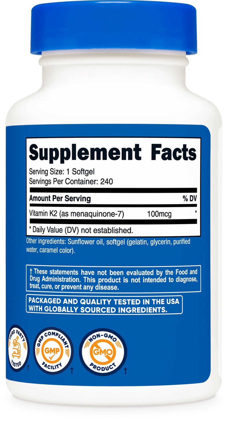 Nutricost Vitamin K2 MK-7 100 mcg, 240 Softgels – 240 Count (Pack of 1)