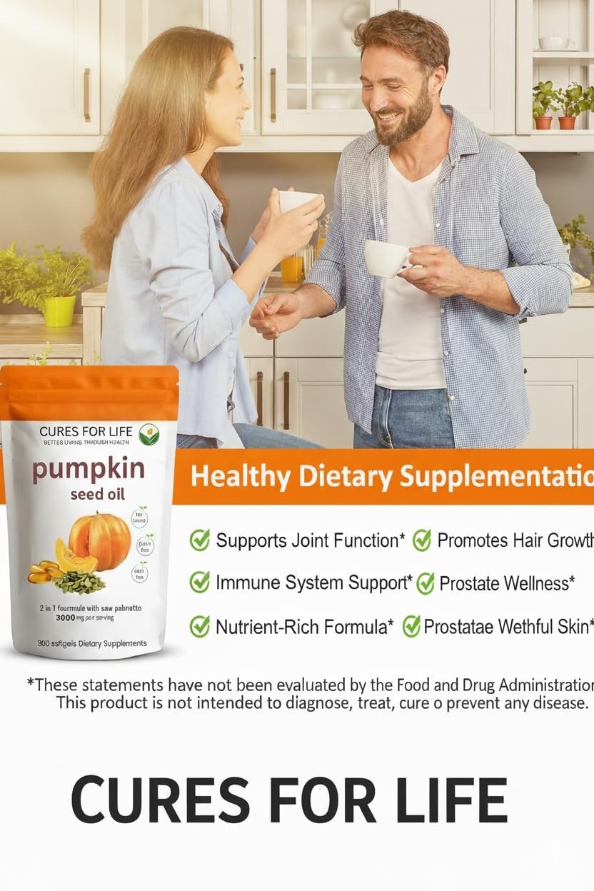 Pumpkin Seed Oil & Saw Palmetto 3000mg – 300 Softgels | Cold Pressed, Non-GMO |