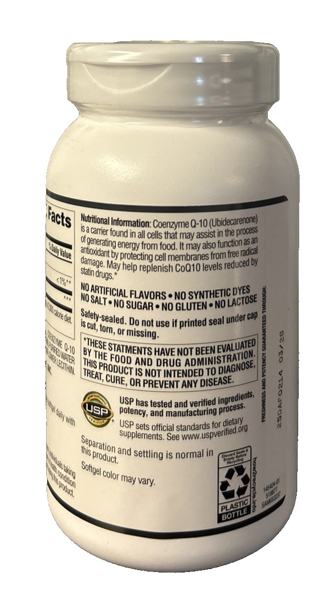 Member’s Mark CoQ10 Softgels 200 mg 180 Count EXP 03/2028