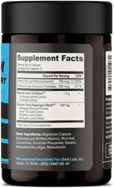 ONNIT Shroom Tech Sport Pre-Workout Energy Support Supplement Capsules, 84 ct