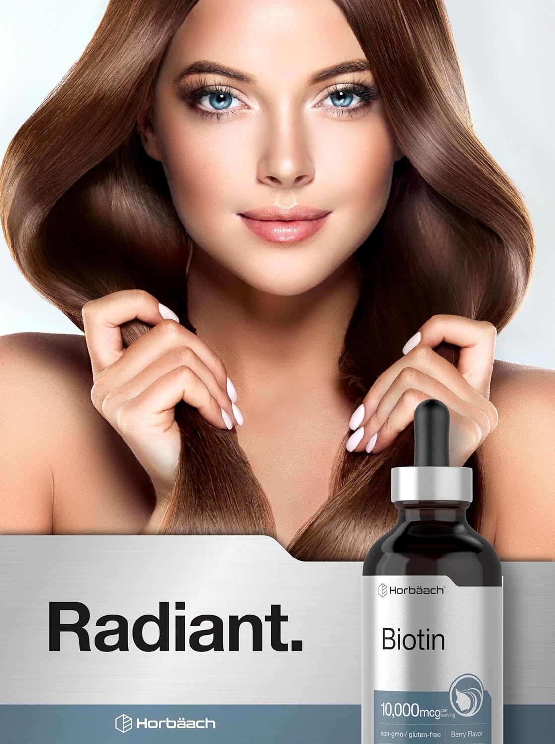 Biotin Liquid 10000mcg | 4 fl oz | Vegetarian Drops, Non-GMO | by Horbaach