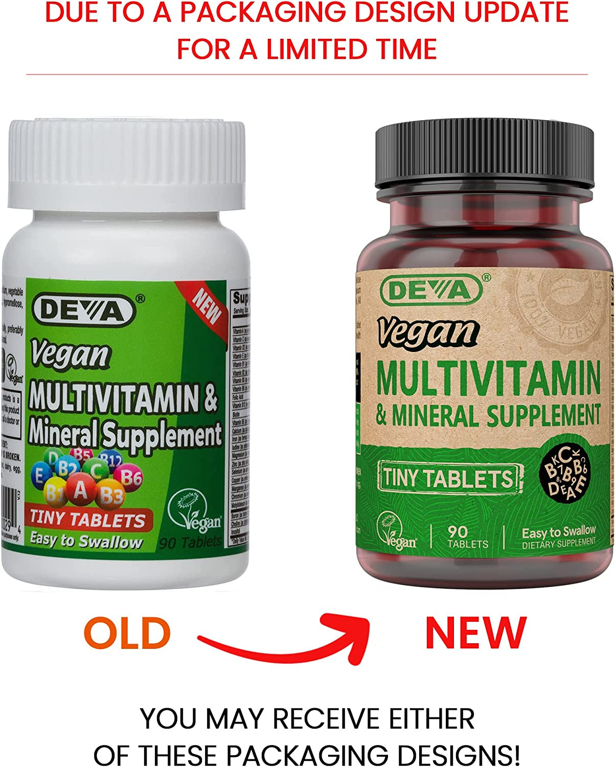 Vegan Multivitamin & Mineral Supplement, Tiny Tablets, Easy to Swallow, 90 Table