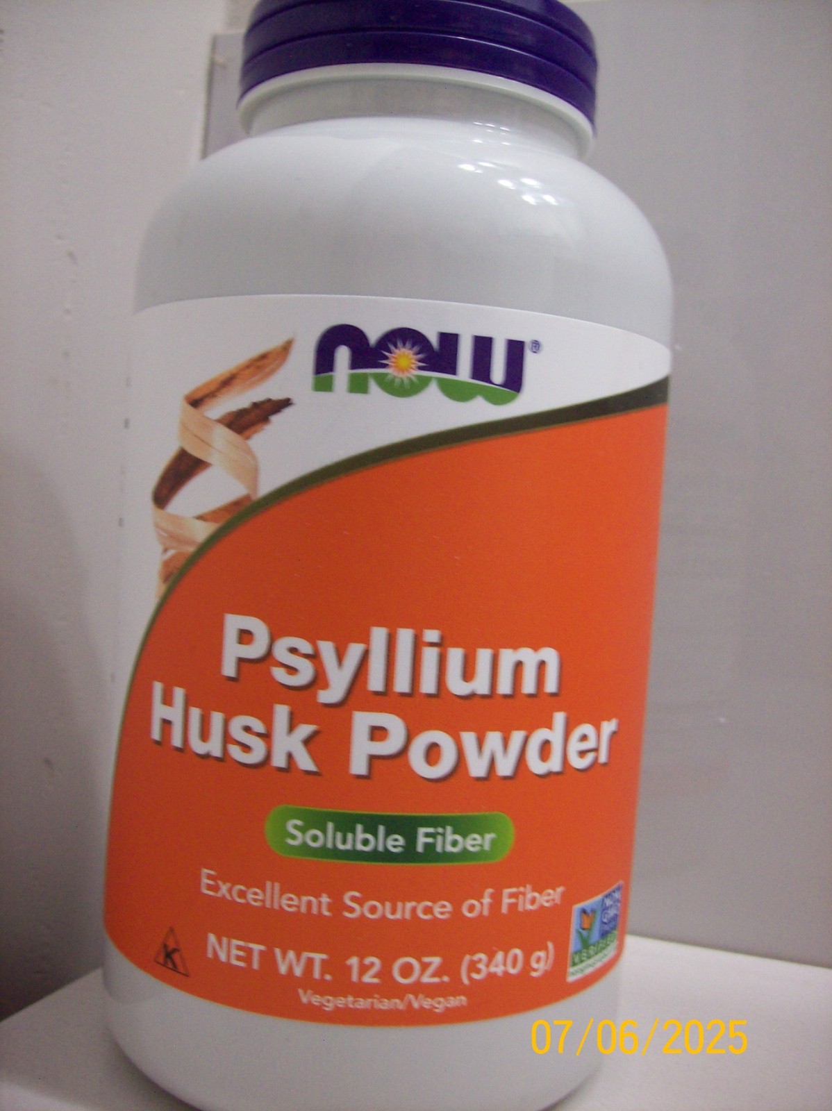 Now Psylluim Husk Powder Soluble Fiber 12oz. Non GMO Best by 09/26 Sealed