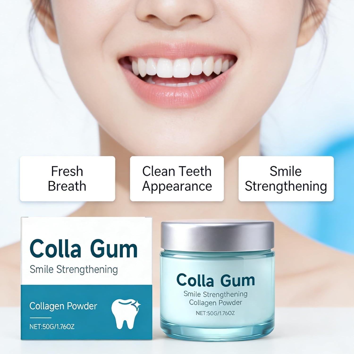 Collagen Tooth Powder for Daily Oral Care, Fresh Breath & Clean Teeth, 1pc