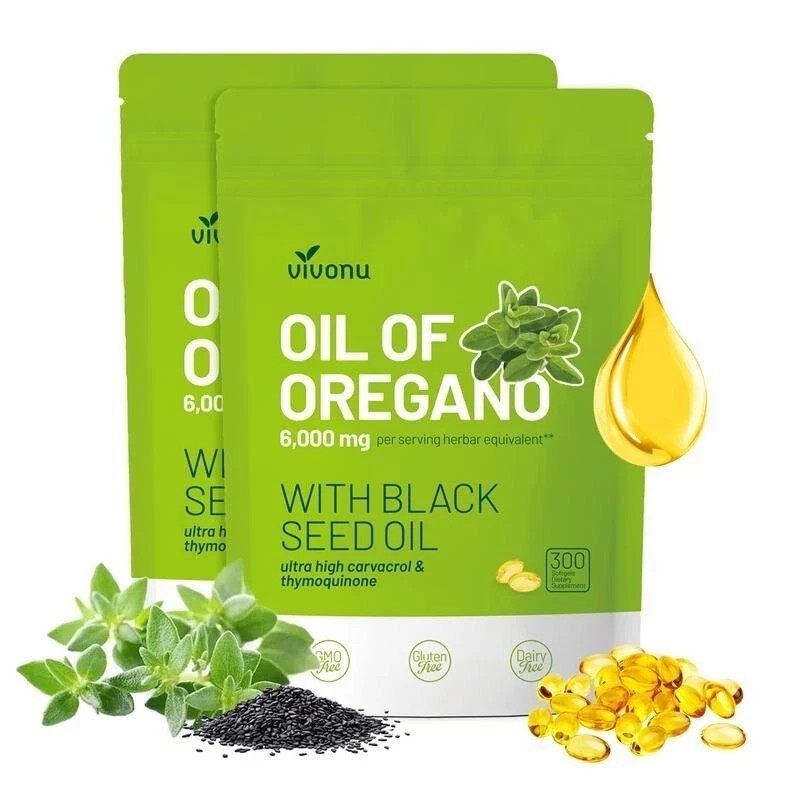 NEW VivoNu Oil of Oregano Capsules | 6000mg Oil of Oregano with Black Seed Oil