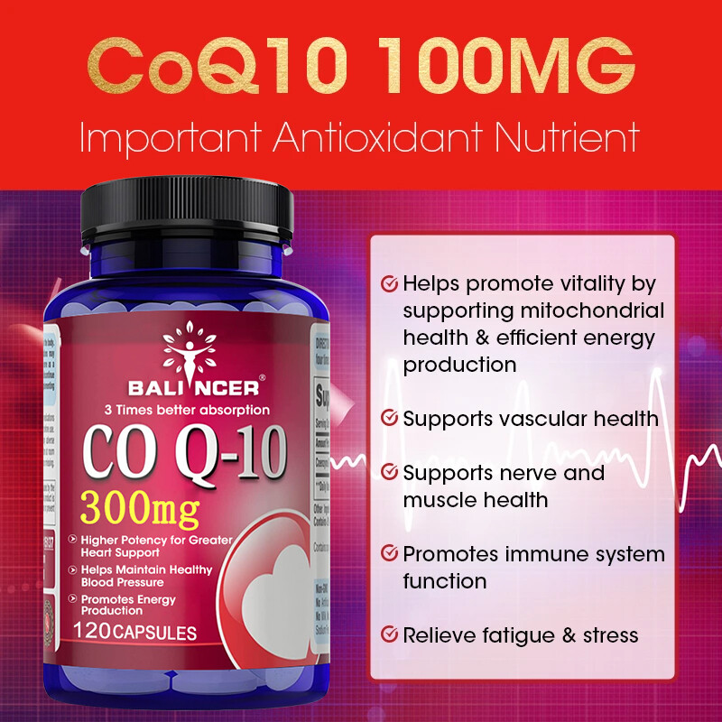 CoQ10 – Co Enzyme Pure Ubiquinone CQ10 Of Coenzyme Q10 300mg 30/60/120Vegan Caps