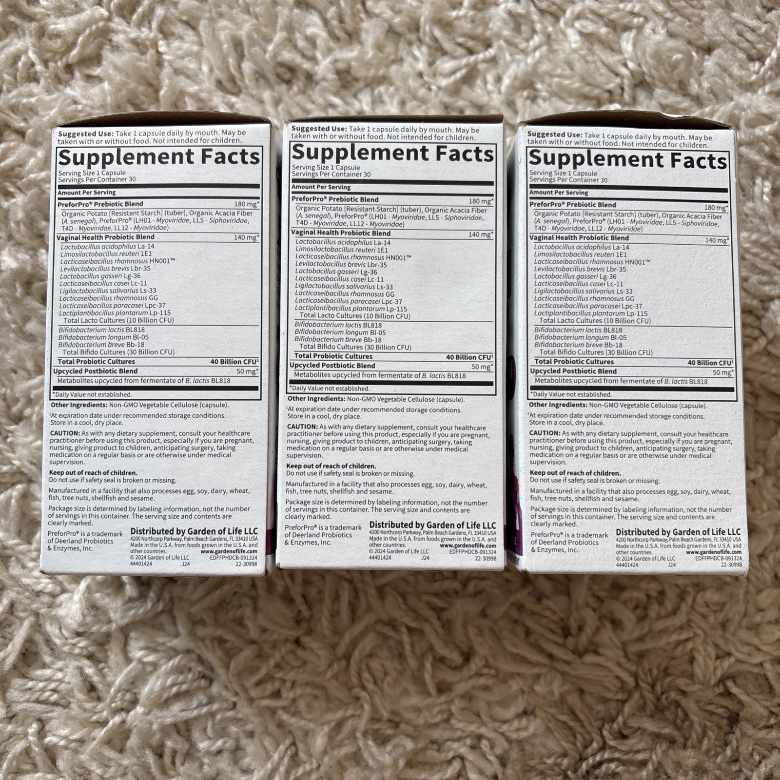 3x Garden of Life Feminine pH Daily Care 40 Billion CFU 30 Veg Caps 5/27+