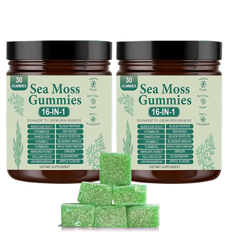 Enhanced 16 in 1 Organic Sea Moss Gummy | Irishmoss Extract 6000Mg | Green Apple