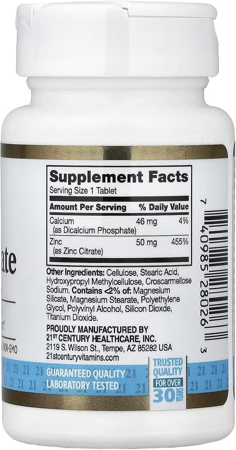 Healthcare Zinc Citrate Tablets 50Mg, 60 Count