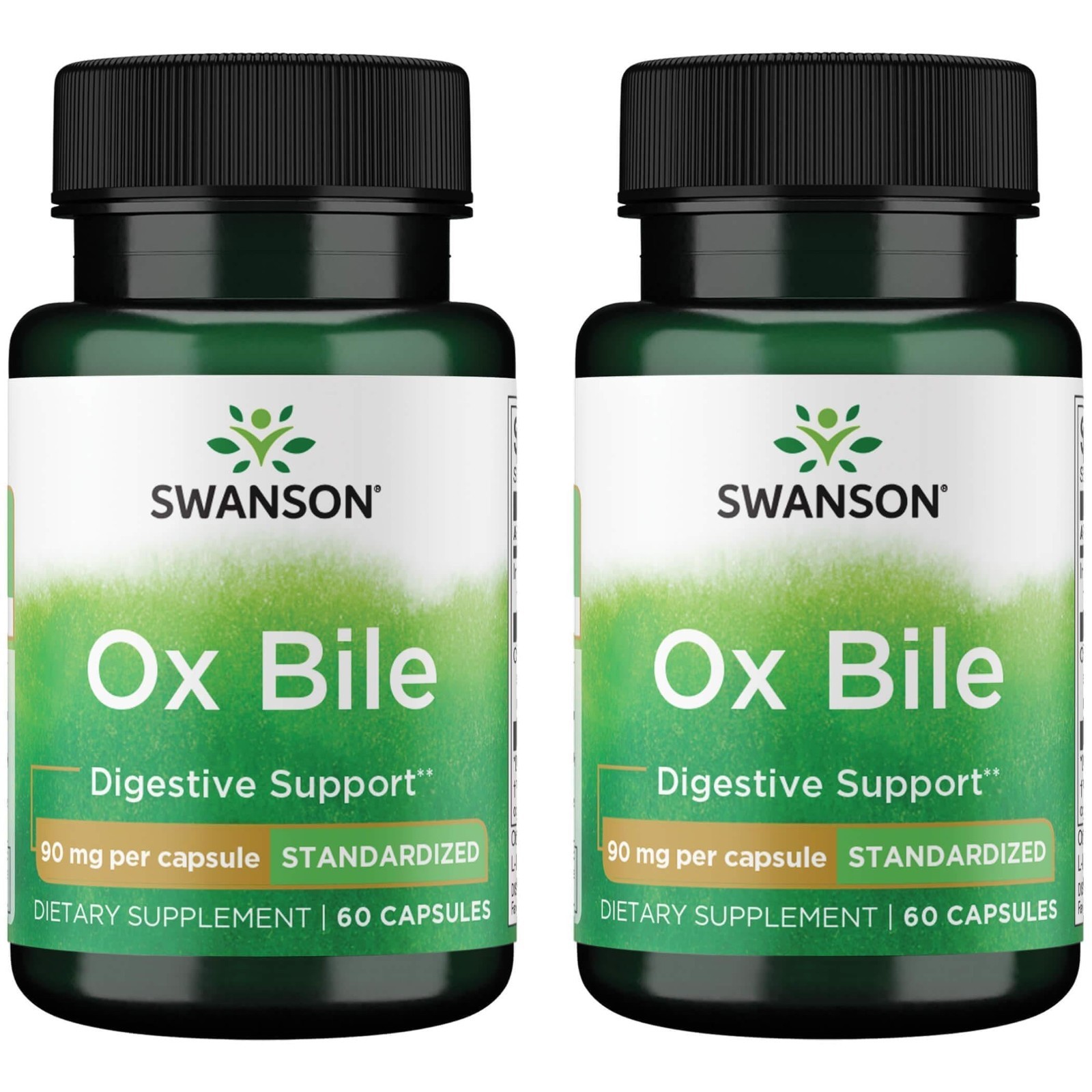 Ox Bile Supplement 90 mg – Digestive Health Support – 60 Capsules (2 Pack)