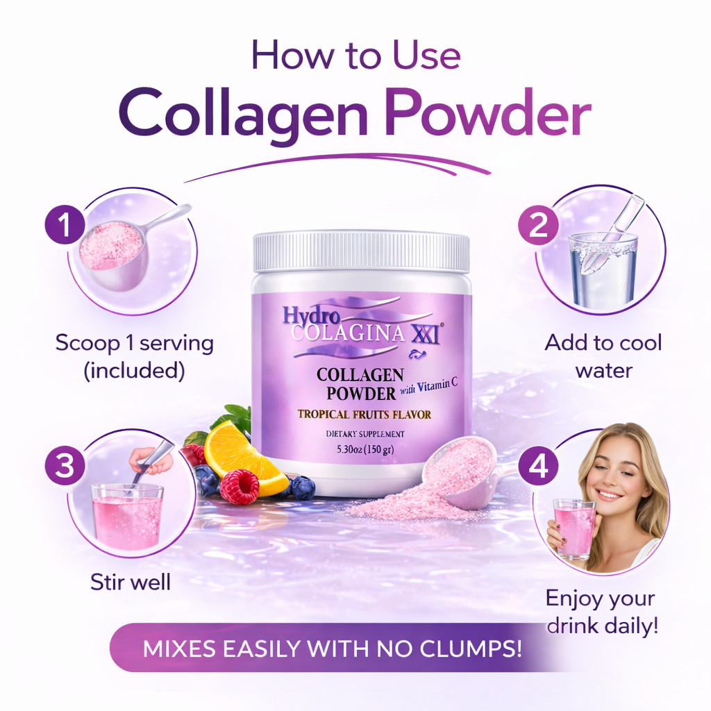 3 Pack Collagen Powder with Vitamin C Tropical Flavor Beauty Drink Mix