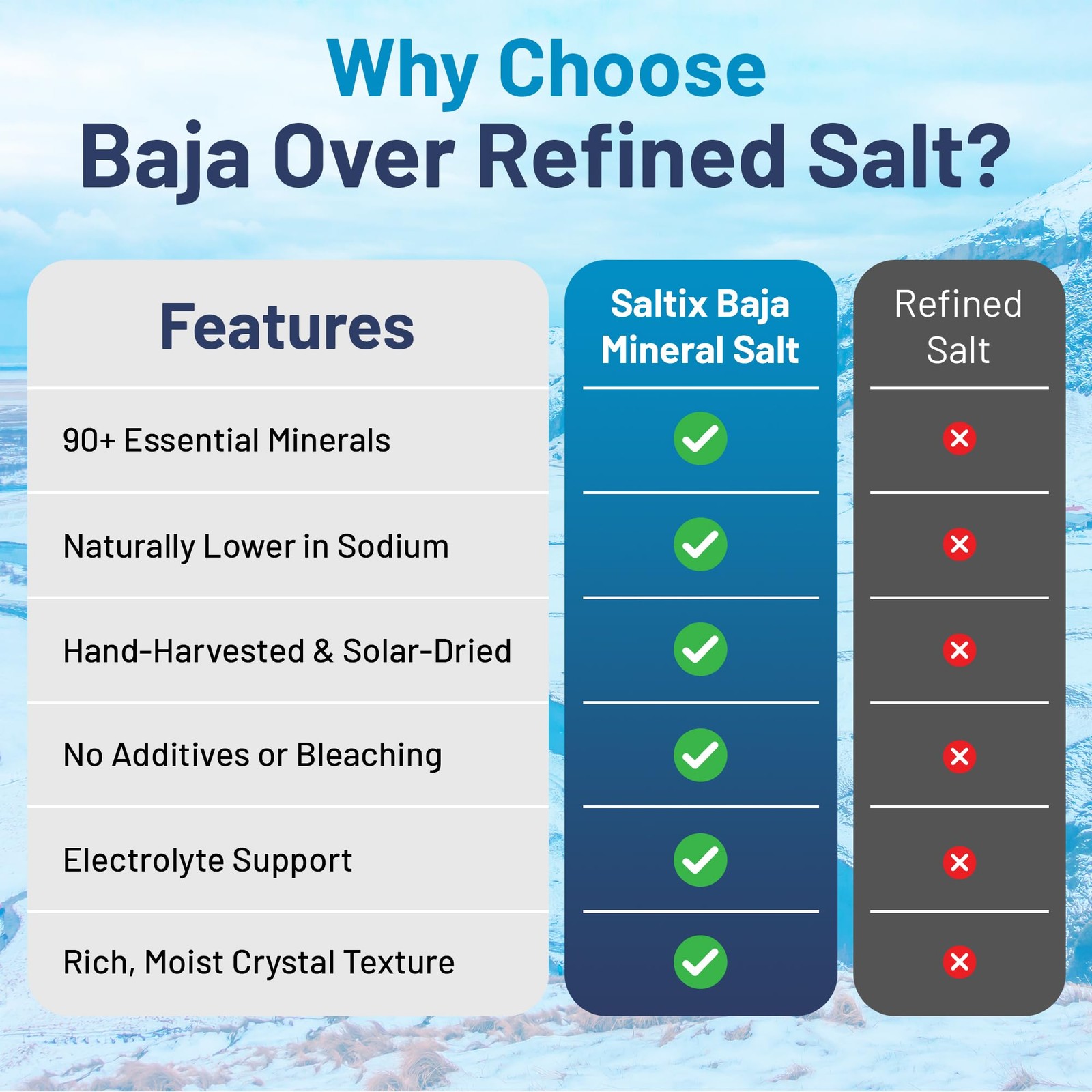 Saltix Baja Mineral Sea Salt – Fine Grind 1 Lb 160+ Servings – 100% Natur…
