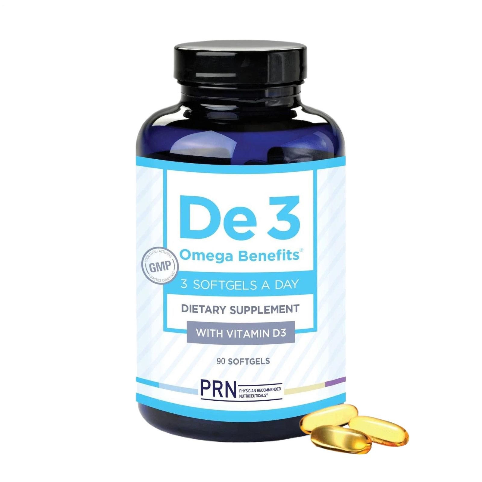 PRN De3 Dry Eye Omega Benefits dietary supplement with Vitamin D3 90 softgels