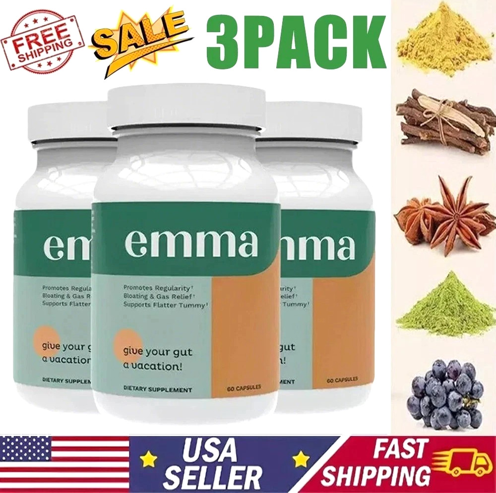 3 Pack Emma Gut Wellness Supplement 180 Capsules for Bloating Relief & Leak…