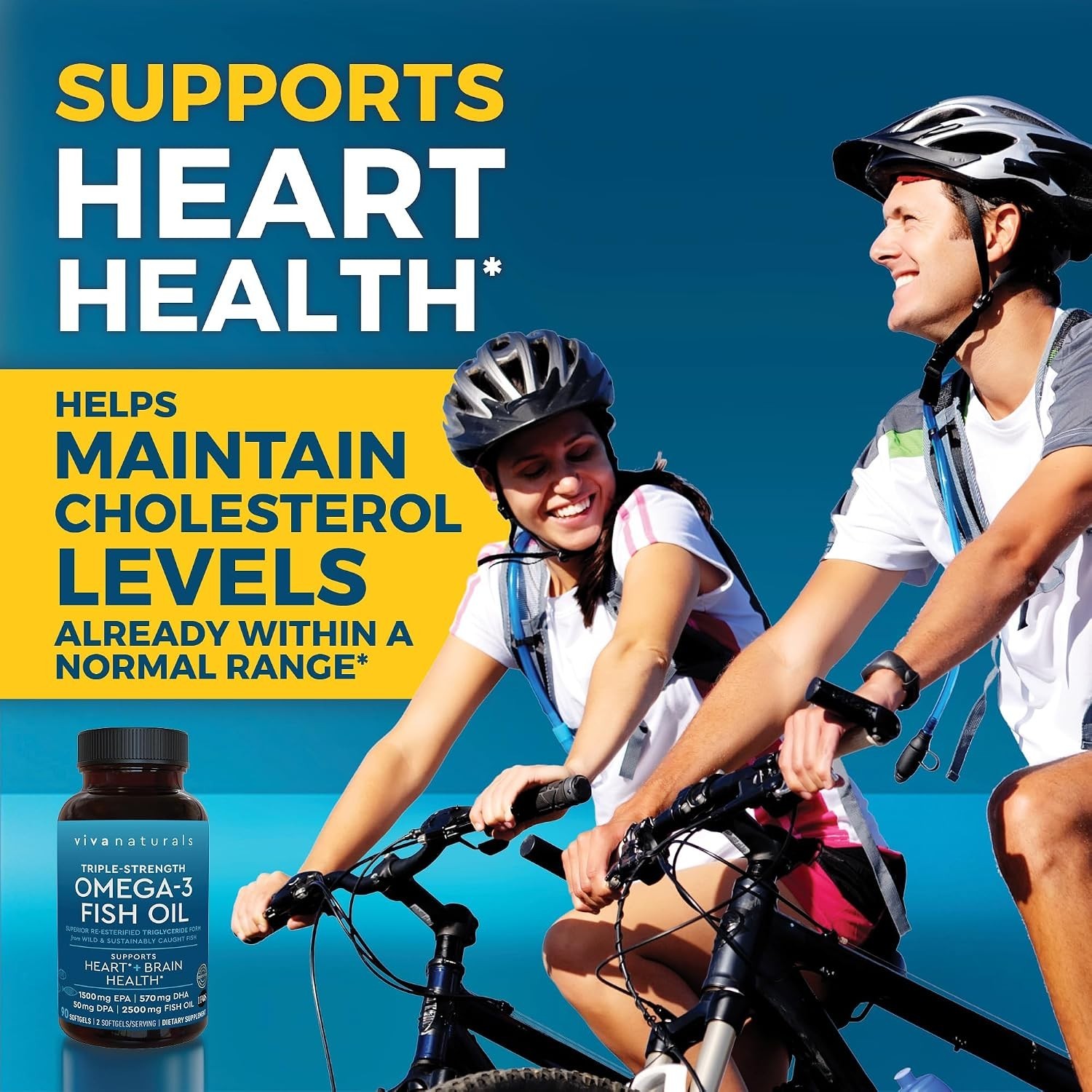 Triple Strength Pure Omega-3 Fish Oil, 2500 mg for Heart & Brain Health, 90 S…