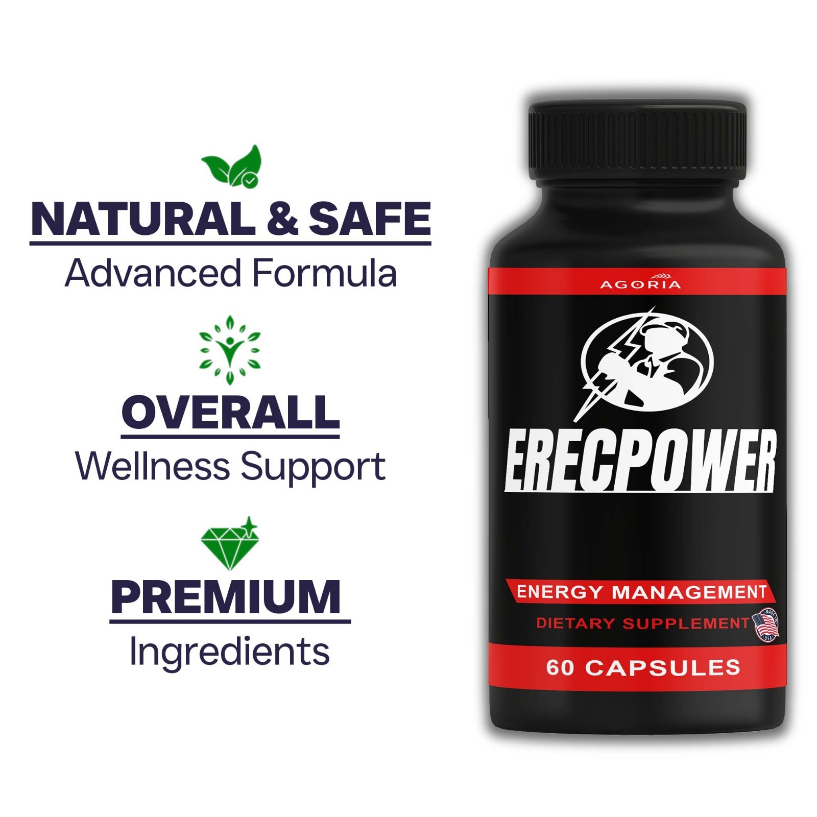 Erecpower Energy Management Multivitamin Health Supplement (240 Capsules) 4-Pack