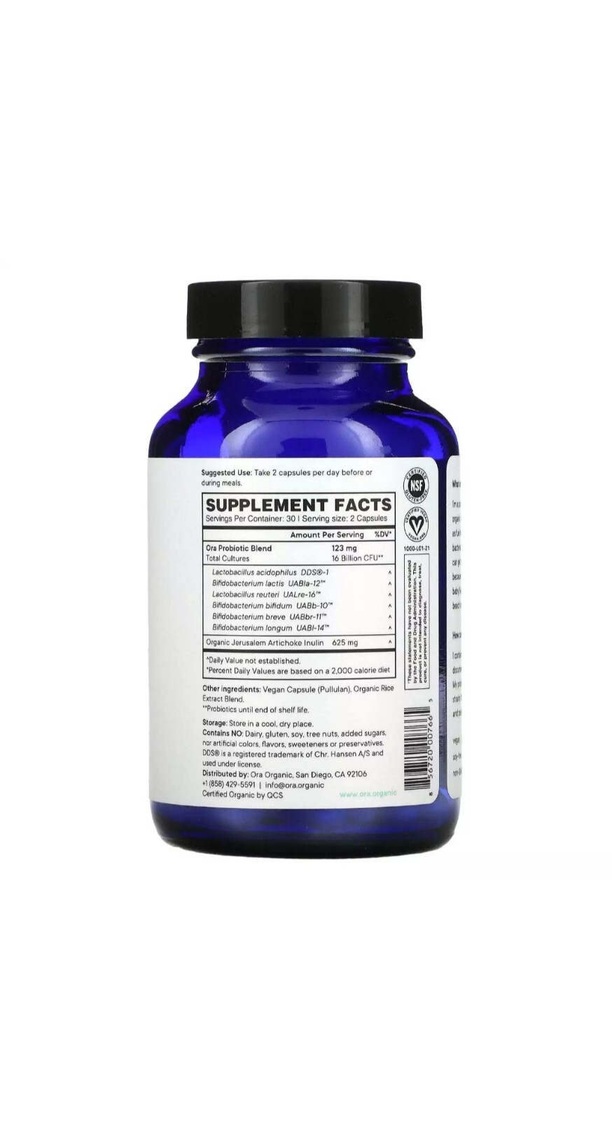 Ora Organic Probiotics and Prebiotics for Digestive Wellness – 16 Billion E:9/25
