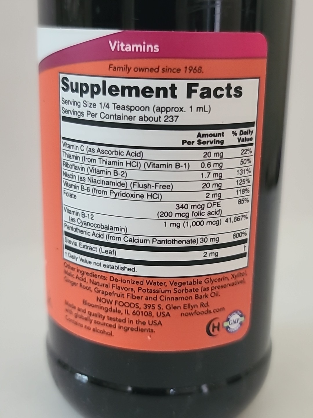 ( 1 ) NOW Foods Liquid VITAMIN B-12 Complex 8 fl oz / 237 mL• EXP : 10/2026