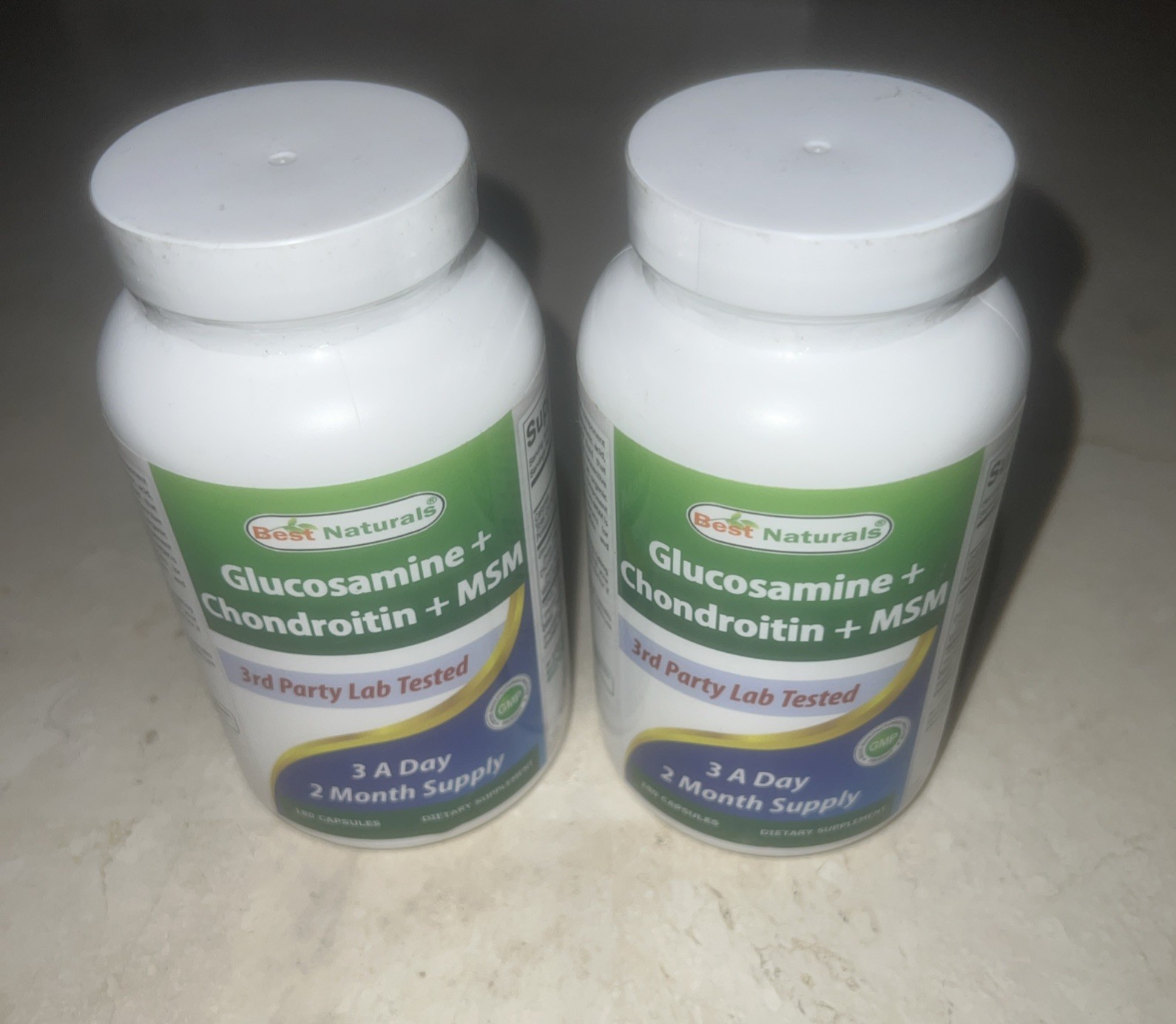 2X Best Naturals Glucosamine Chondroitin MSM 180 Capsules Each Exp 02/2028