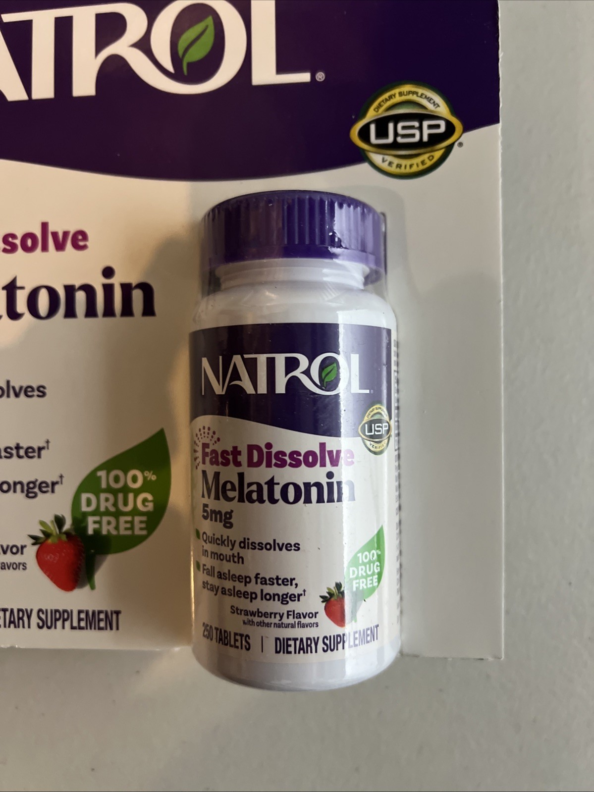 New Natrol Melatonin 5 Mg Fast Dissolve 250 Tabs Strawberry Flavor ~ EXP 02/2028