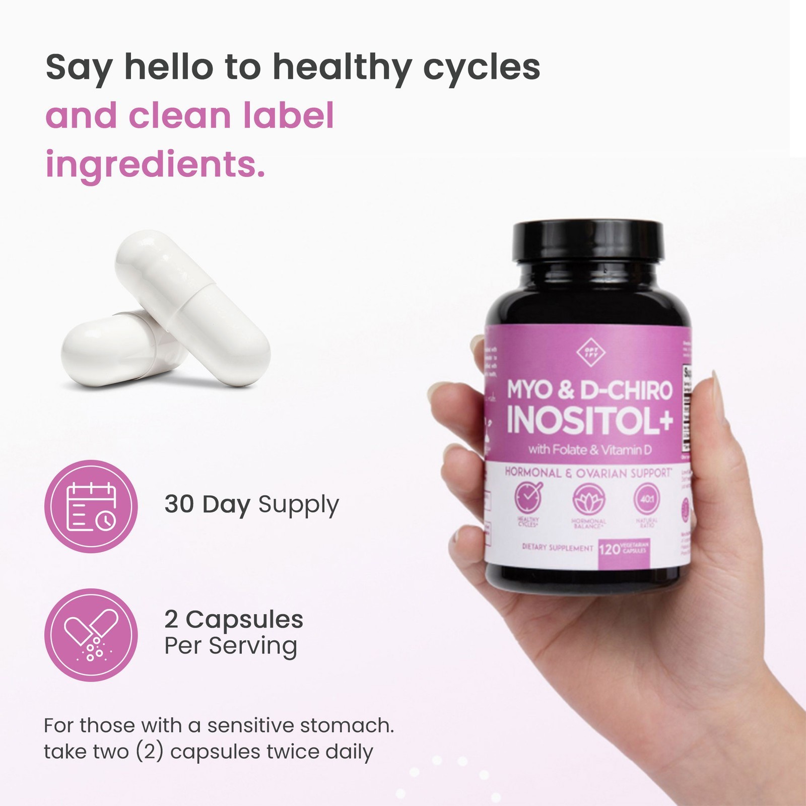 Optify Myo & D-Chiro Inositols W/ Vitamin D3 and Folate Hormone & Ovarian Health