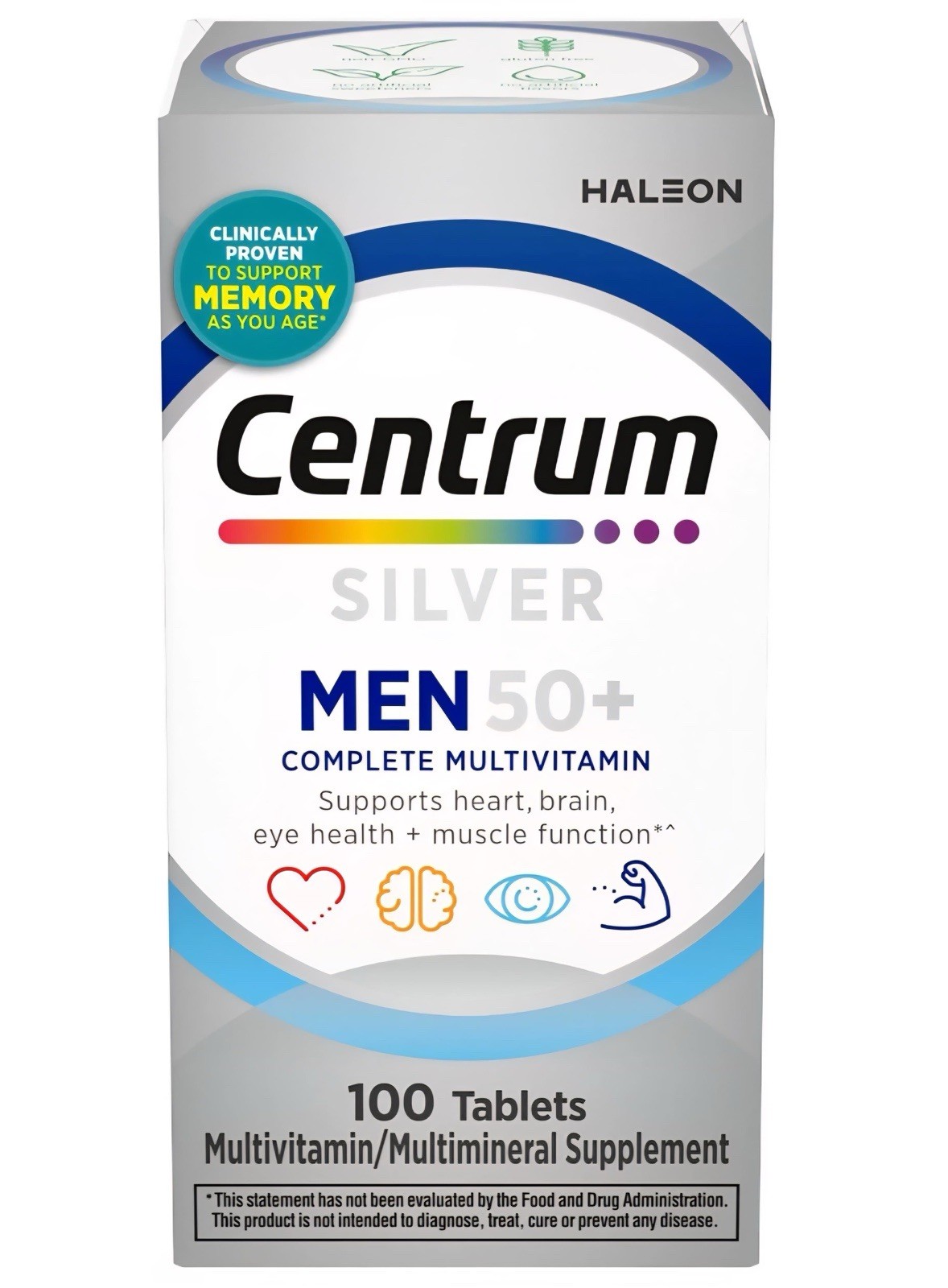 Centrum Silver Men 50+ Multivitamin 100 Tablets Heart Brain Muscle Support