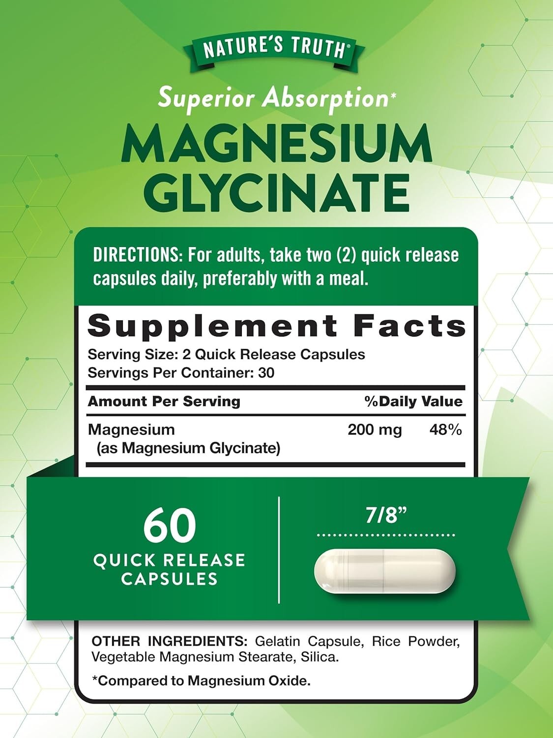 3 Pack Magnesium Glycinate 200mg 180 Caps (3×60) Sleep, Cramping, Blood Pressure