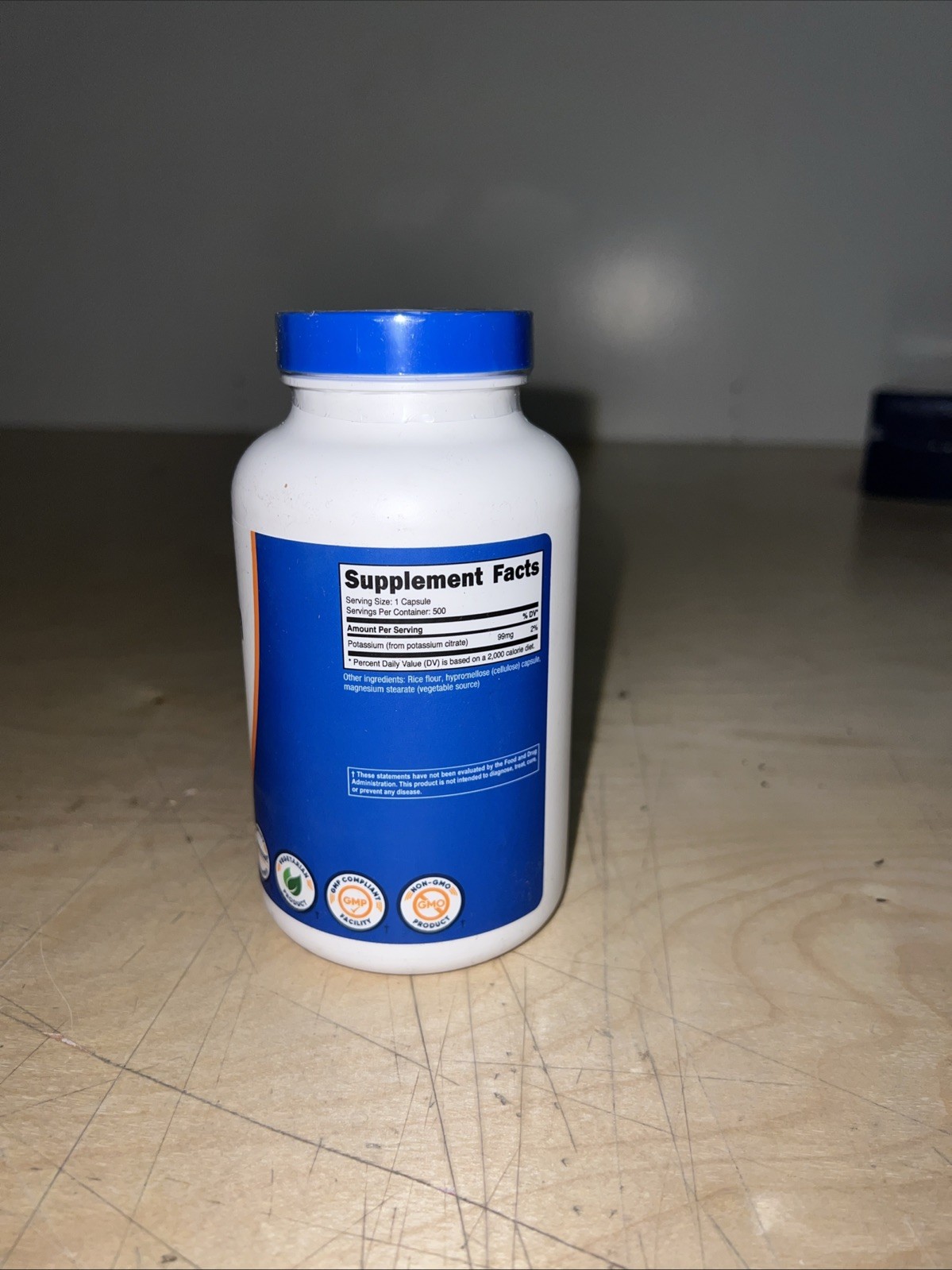 Nutricost Potassium Citrate 99mg, 500 Capsules Gluten Free & Non-GMO exp 03/2028